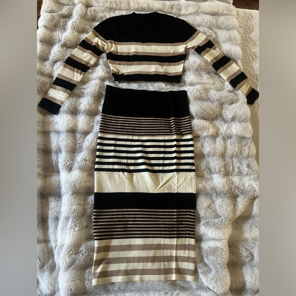 Ronny Kobo knit midi skirt elastic with crop top, two pieces, size small